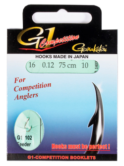 Крючки с поводком Gamakatsu Booklet FEEDER G1-102 разм. 16-0.12мм 75см 10шт.