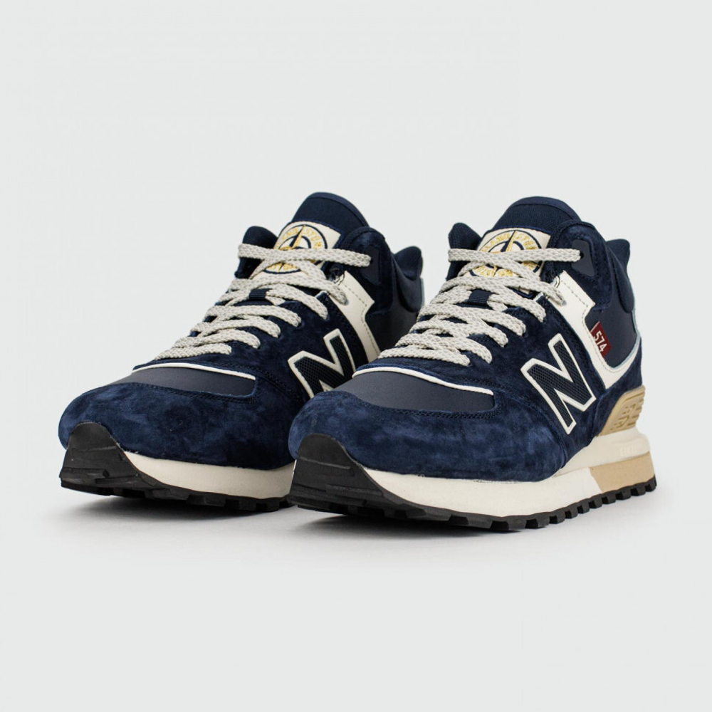 кроссовки New Balance 574 Mid x Stone Island Blue / White Winter