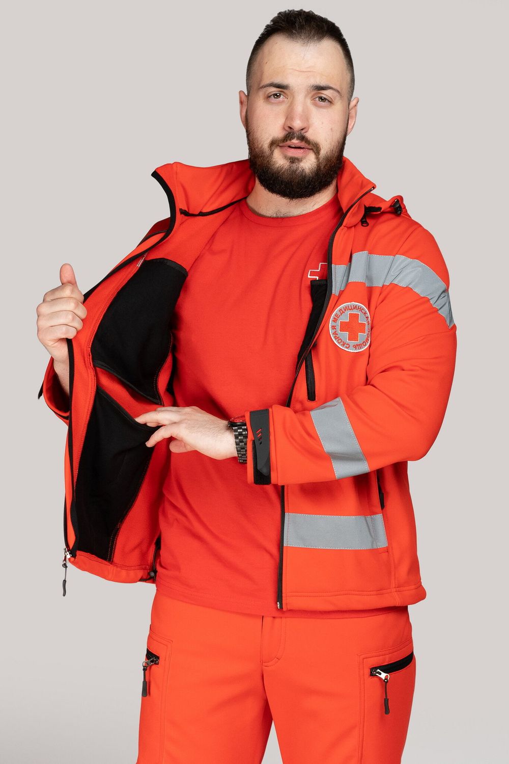 Куртка демисезонная мужская Скорая помощь MedicLine SOFTSHELL красная
