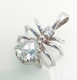 Подвеска "Эстерелла", родированное серебро 925 пробы, с фианитом/Ф