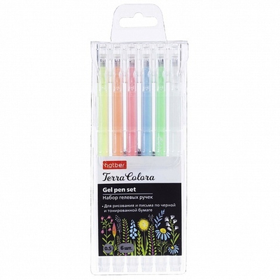Набор Hatber гелевых ручек Terra Colora NeoGel 0,5мм 6ШТ для тонированной бумаги