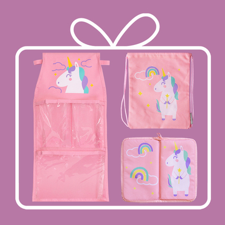 Набор 2 Единорог розовый (Карман+ковер+мешок) Пакет