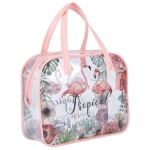 Косметичка прозрачная «MALINKA SHOP», фламинго, цвет окантовки розовый, 20*16*7