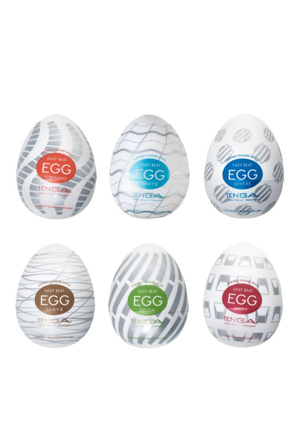 Набор из 6 мастурбаторов Tenga EGG III с различным рельефом (Цвет: молочный)