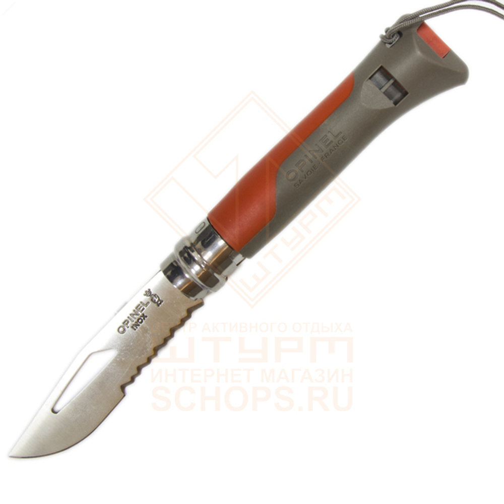 Нож складной Opinel 8 VRI OUTDOOR Earth Red, со свистком