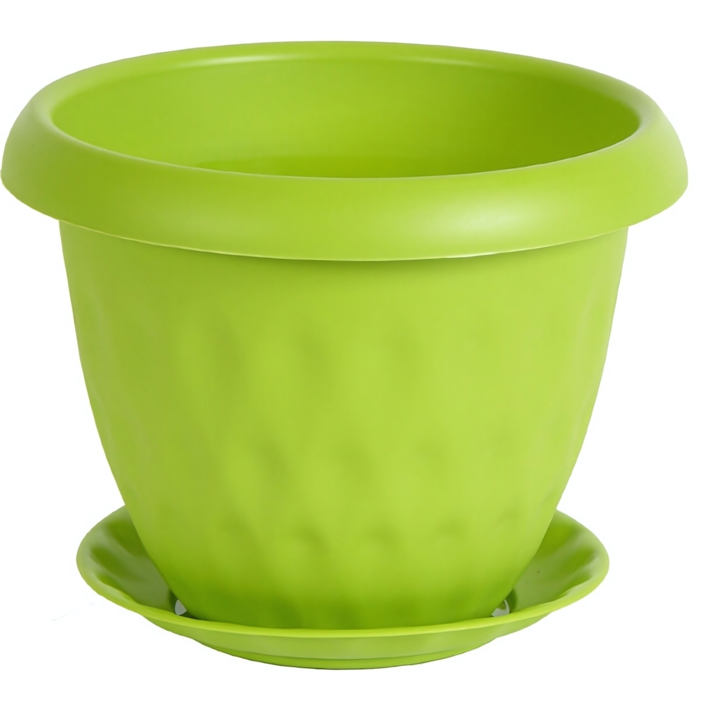 Горшок для цветов пластиковый 0,9л d-14см «Розетта» c поддоном зеленый С125ЗЕЛ