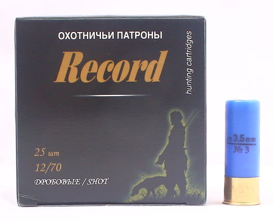 Патрон "Рекорд" 12/70 №3 32 гр. Цена патрона, заказ делается в пачках (25 шт)