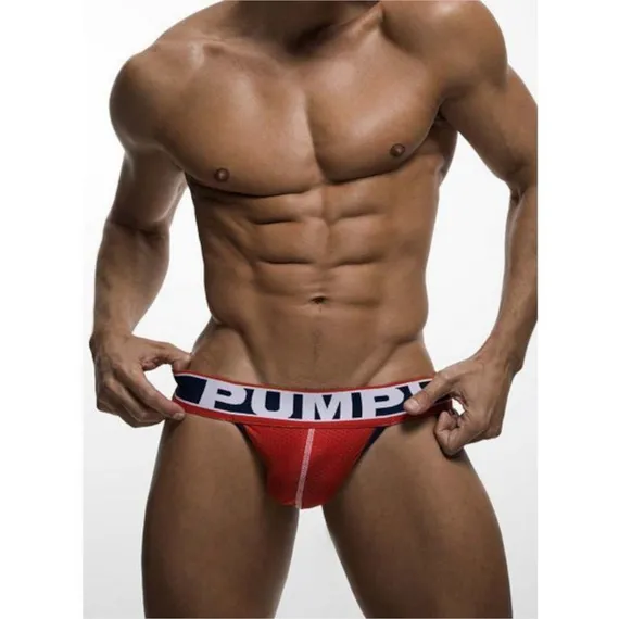 Мужские трусы джоки красные с белыми резинками PUMP! H388-8