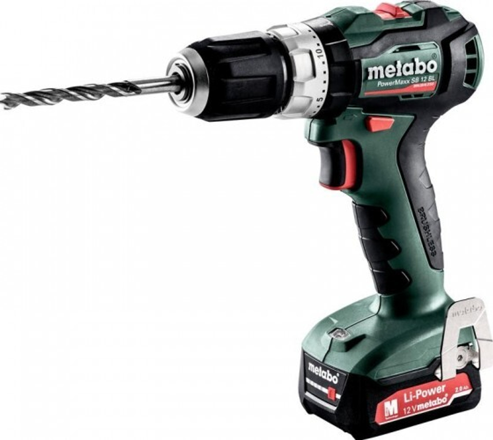 Дрель-шуруповерт аккумуляторная METABO PowerMaxx SB 12 BL 2x2.0 Ач, ударная, бесщеточная 601077500