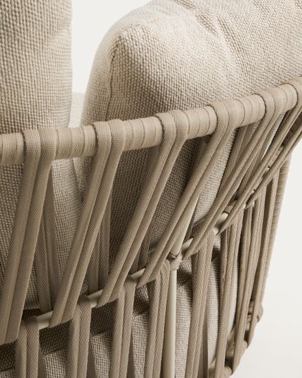 Двухместный модуль уличного дивана Osani из алюминия экрю и веревки цвета таупе 170 см