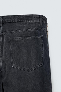 ZARA ДЖИНСЫ FLARED С МОЛНИЯМИ, УГОЛЬНЫЙ