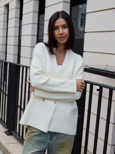 Молочный кашемировый кардиган с шалевым воротником