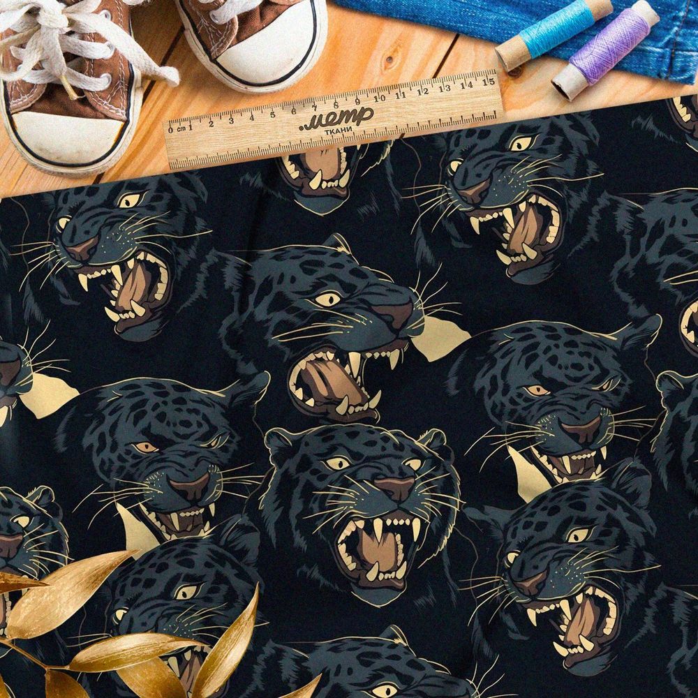 Ткань премиум таффета хищная кошка