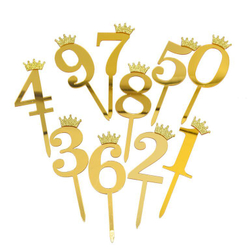 Топпер акриловый  «Цифра 2» (10,5 см,  золотой)