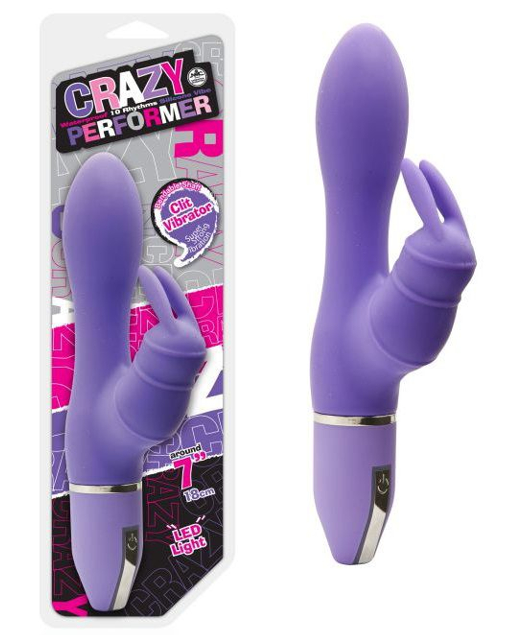 Вибратор с клиторальным стимулятором - 17,8 см. (Цвет: фиолетовый)