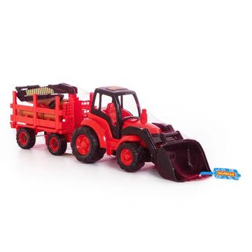 Чемпион, трактор с ковшом + прицеп-лесовоз (в сеточке)