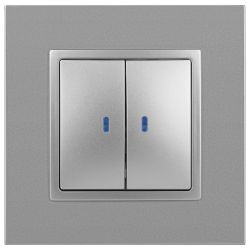 Выключатель ЭРА Elegance 14-1105-03 двойной с подсветкой 10АХ-250В IP20 алюминий