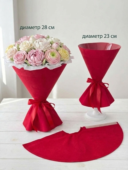 Платье для цветов, ткань: бархат, цвет: КРАСНЫЙ, Форма: круглая