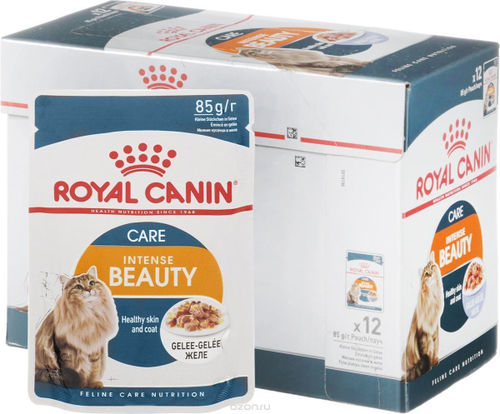 Влажный корм Royal Canin Intense Beauty для взрослых кошек, в желе, 24 шт x 85 г