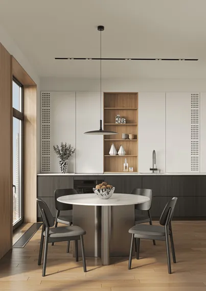 Обеденный стол Helixia Ø120 см, белая керамика