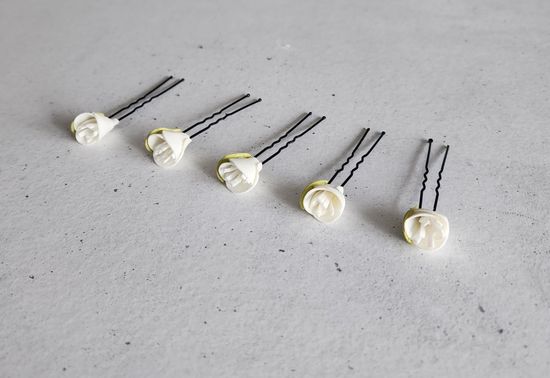 Набор шпилек "Розочки мини" латекс, 5 шт, белые