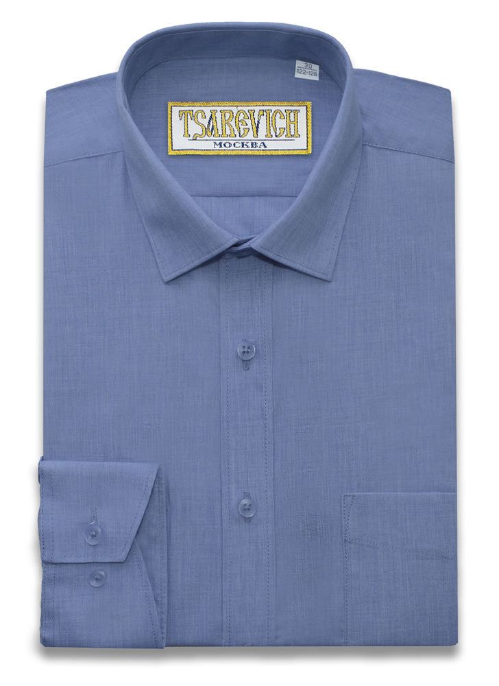Темно-голубая классическая рубашка TSAREVICH