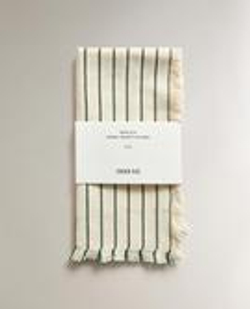 ZARA HOME САЛФЕТКИ С БАХРОМОЙ В ПОЛОСКУ (2 ШТ.), ЭКРЮ