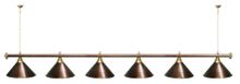 Лампа STARTBILLIARDS 6 пл. (плафоны зеленые матовые,штанга медь,фурнитура золото)