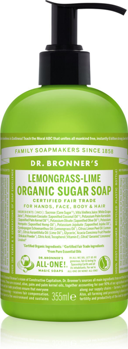 Dr. Bronner’s Lemongrass & Lime - жидкое мыло для тела и волос /   355  ml  / GTIN 0018787830550