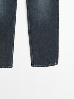 Massimo Dutti Джинсы прямого кроя из хлопка с низкой посадкой, темно-синий
