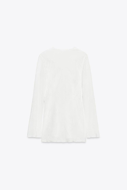 ZARA БЛУЗА С ЗАВЯЗКАМИ — ZW COLLECTION, ЖЕЛТОВАТО-БЕЛЫЙ