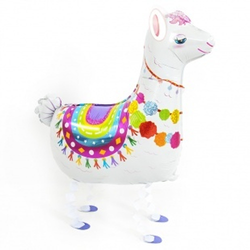 Шар (31''/79 см) Ходячая Фигура, Лама Альпака, Белый, 1 шт. Д220