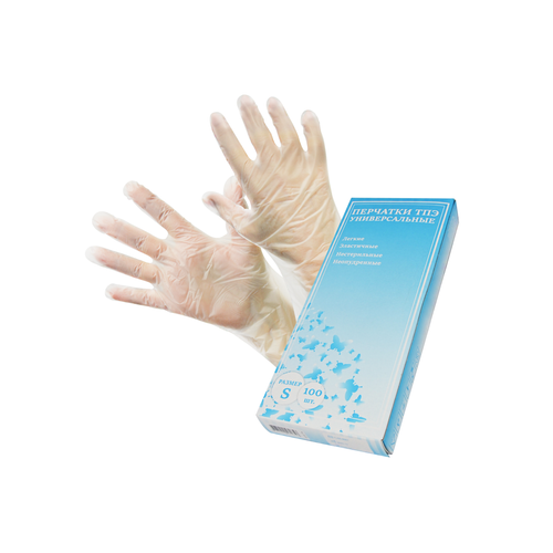 Перчатка эластомер ТПЭ S 100 шт коробка/20