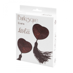 Черно-красные пэстисы-сердечки с кисточками и стразами Lola Pasties Burlesque Evans Red 3635-03lola