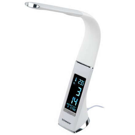Настольная лампа / светильник SONNEN SM-01W на подставке, LCD-экран, СВЕТОДИОДНАЯ, 5 Вт, белый, 238233