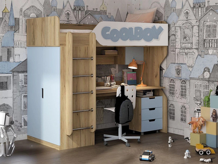 Детская 3Д Кровать чердак ДН-83,ДН-62 левое исполнение