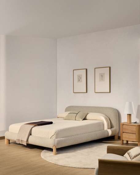 Кровать Odina из ткани букле цвета экрю 160 x 200 см