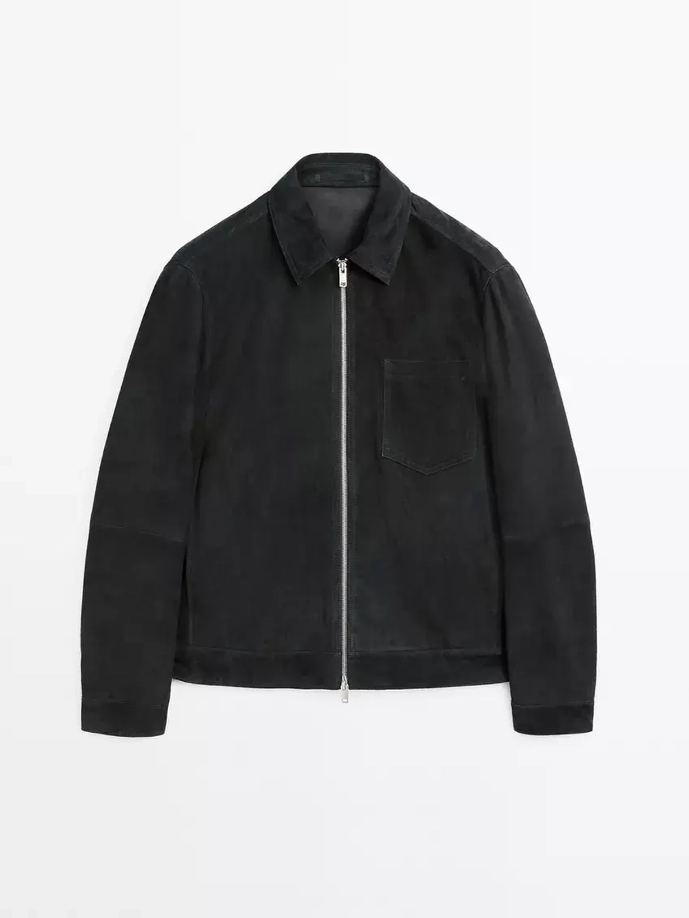 Massimo Dutti Замшевая кожаная куртка, темно-синий