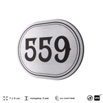Номерок на дверь квартиры 559, для кабинета, офиса, шильдик 9 х 7 см, серебристый, Айдентика Технолоджи