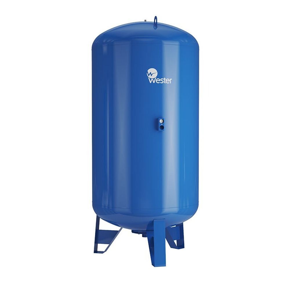 Гидроаккумулятор для водоснабжения WESTER WAV объём 10000л, DN 80, PN 25, вертикальный, резьбовое-ВР, G-3&#39;&#39;, с опорами и манометром, голубой, Турция