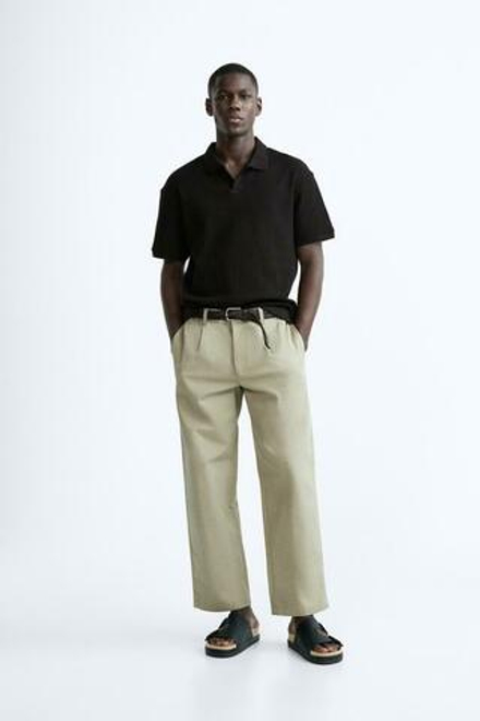 ZARA ПОЛО ИЗ РЕЛЬЕФНОЙ ТКАНИ, ЧЕРНЫЙ