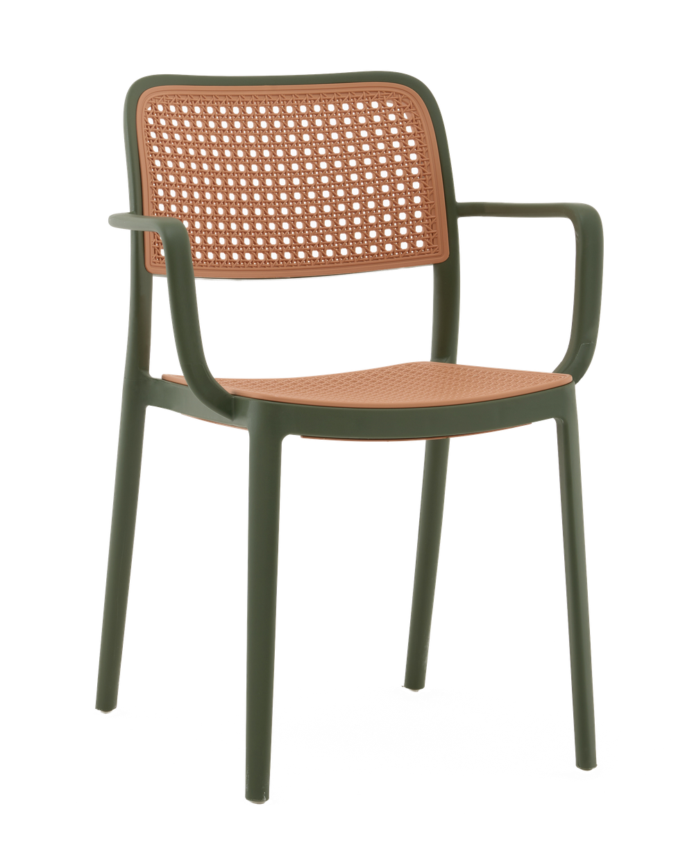 Стул Yona пластиковый с подлокотниками зелёный