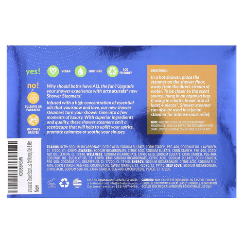artnaturals, Пароварки для душа, 6 упаковок, 40 г (1,4 унции)
