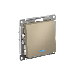 Выключатель 1-кл. СП AtlasDesign 10А IP20 (сх. 1а) 10AX с подсветкой механизм шампань SE ATN000513