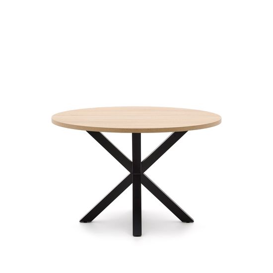 ARYA Стол  Ø 119 с бежевой столешницей с отделкой из меламина на стальных ножках с черной отделкой