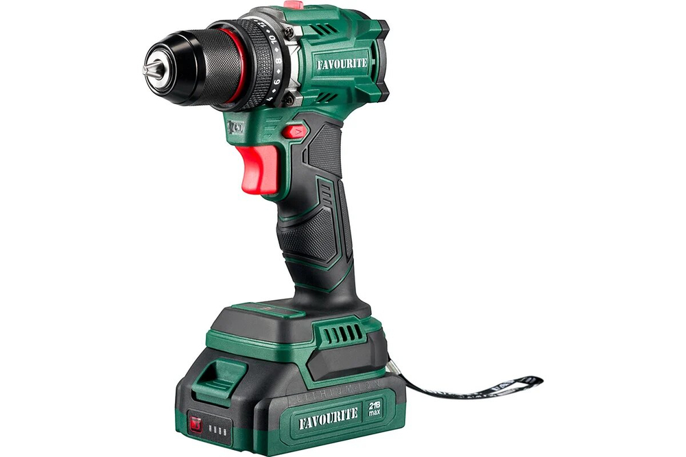 Дрель-шуруповёрт аккумуляторный FAVOURITE DC NB21 , 2 Ач, 50 Hm, бесщёточный, блокировка шпинделя, подсветка