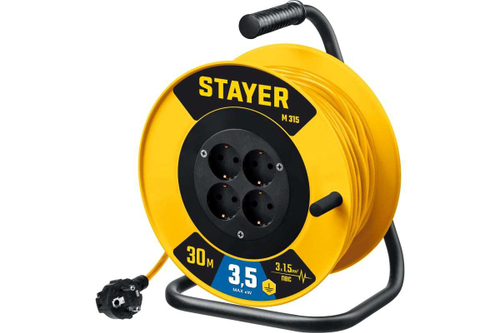 Силовой удлинитель на катушке STAYER M 315 ПВС 3x1.5 30м 3500Вт 55078-30_z01