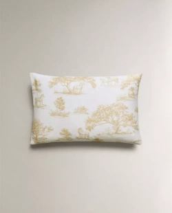 ZARA HOME НАВОЛОЧКА С ПРИНТОМ, ЖЕЛТОВАТО-БЕЛЫЙ