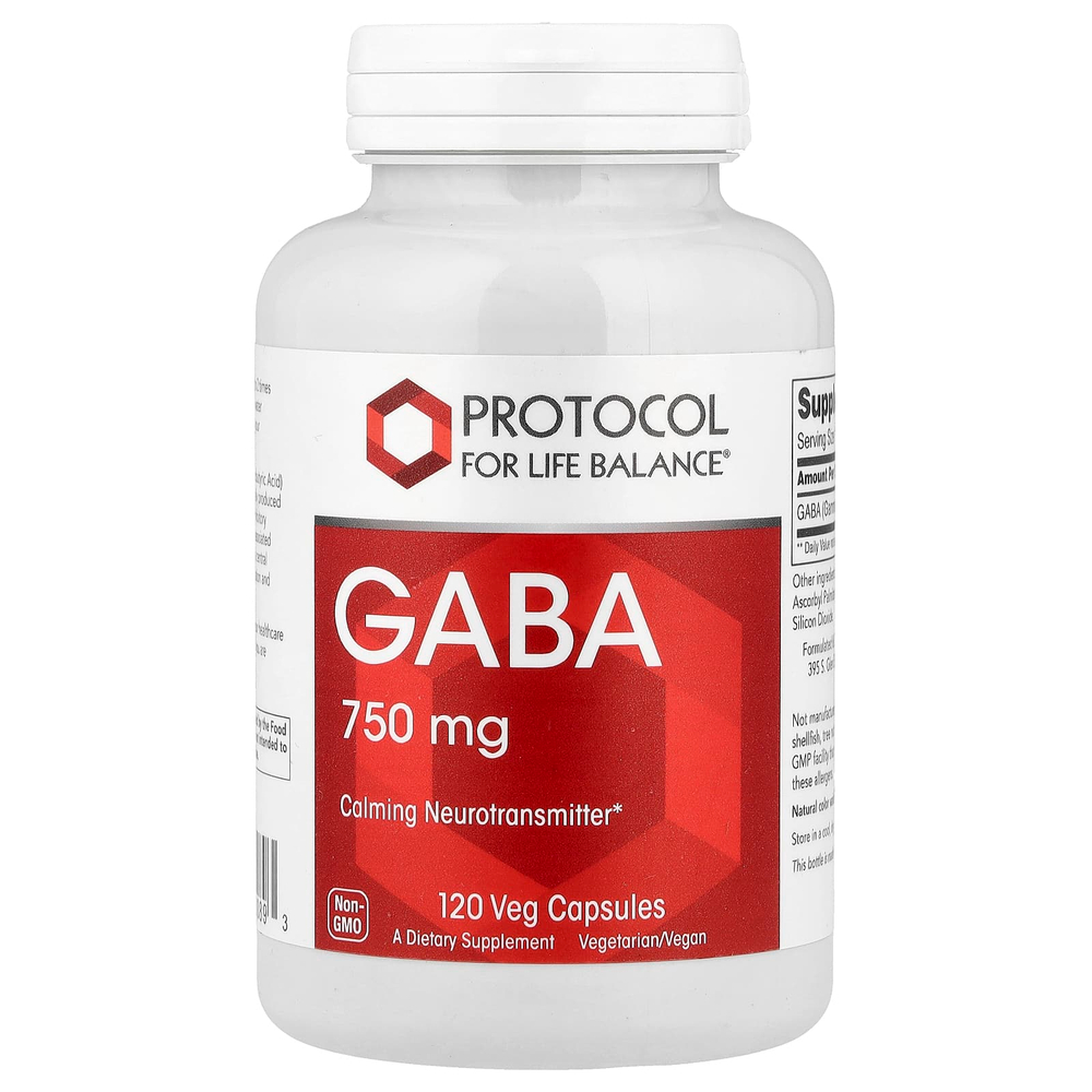 Protocol for Life Balance, ГАМК, 750 мг, 120 растительных капсул