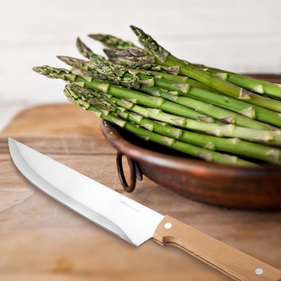 Нож кухонный "Шеф-повар" из нержавеющей стали Kamille КМ-5315 (лезвие 20 см, рукоятка 12,5 см) с деревянной ручкой